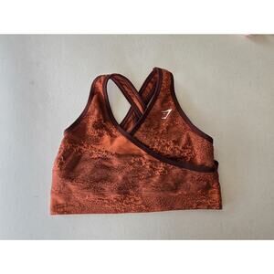 Gymshark Womens ADAPT CAMO SEAMLESS SPORTS BRA Red Size M